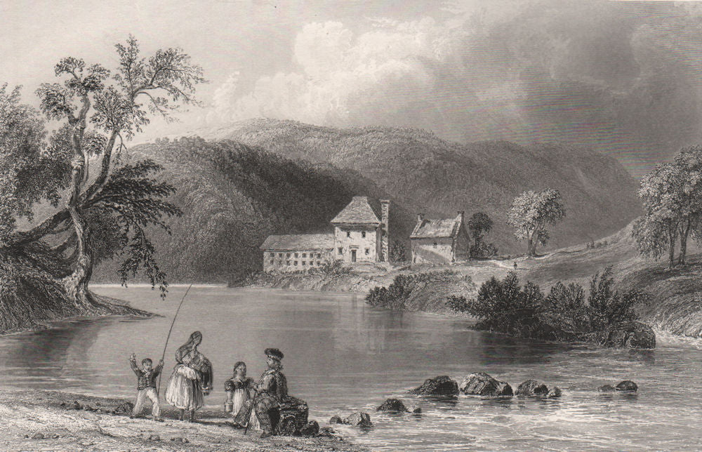 The Water of Lugar, East Ayrshire. River Lugar. Scotland. BARTLETT c1840 print